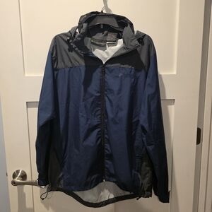 Frogg Toggs Rain Jacket Mens S/M Coat Windbreaker Blue Gray Full Zip Hood